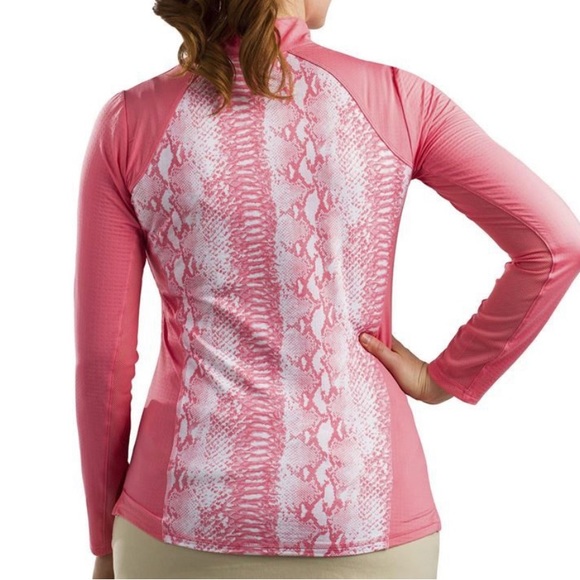 NWT SanSoleil UPF 50 Golf Pink Long sleeve top Snakeskin Print size S - Picture 2 of 9